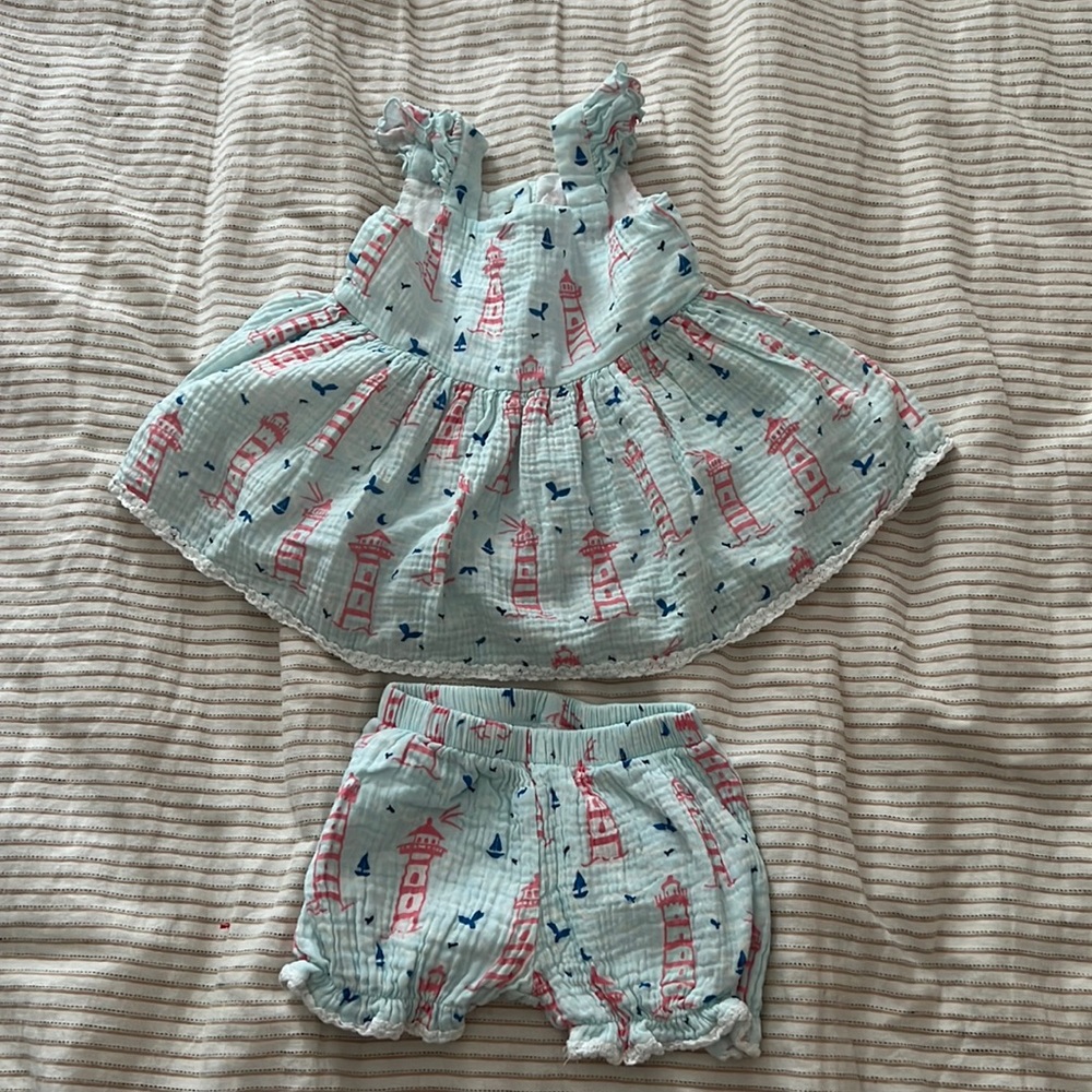 Sweet Honey Lighthouse Matching Top and Bubble Shorts Set 4T